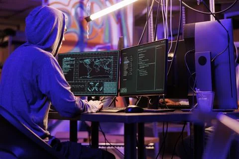 Criminal hacking computer network 스톡 사진