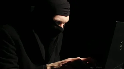 Criminal Hacking Laptop Close Up Stock Footage 22107872