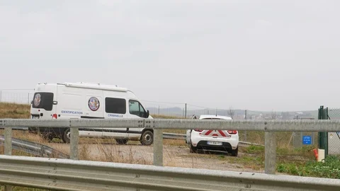 Criminal identification team working inspecting on the TGV train derailed near Stock Footage 127260406