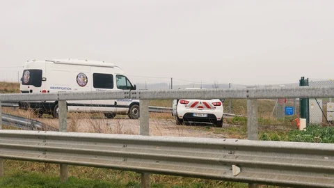 Criminal identification team working inspecting on the TGV train derailed near Stock Footage 127770057