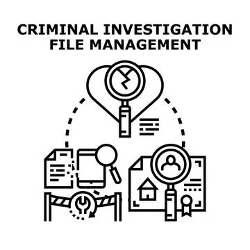 Criminal investigation file management process concept Stock Illustration