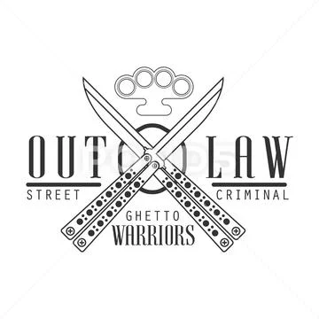 Criminal Outlaw Street Club Black And White Sign Design Template With Text Stock Illustration