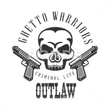 Criminal Outlaw Street Club Black And White Sign Design Template With Text Stock Illustration