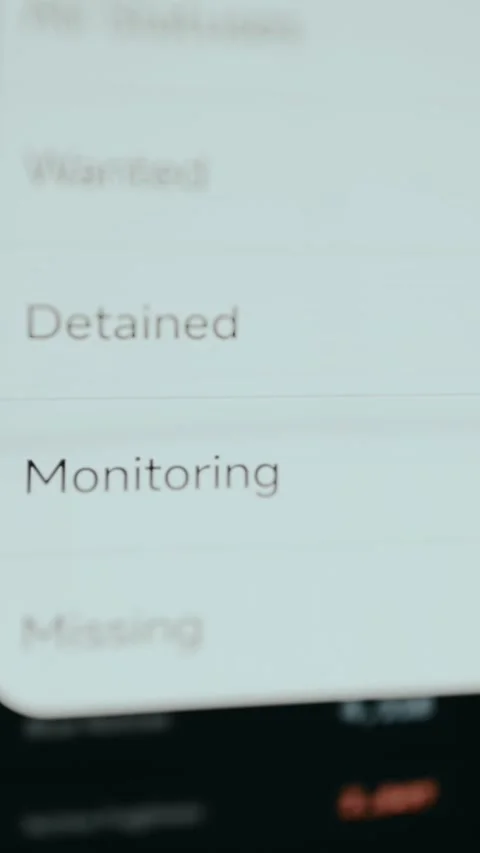 Criminal Police Database showing categorized criminal statuses Stock Footage 332054547