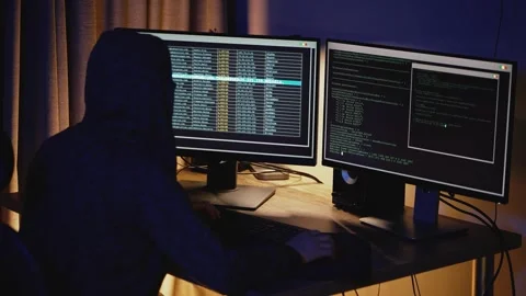 Criminal Programming  Hacker. System Illegal Entry Infiltration Steals Money. Video stock 302725129