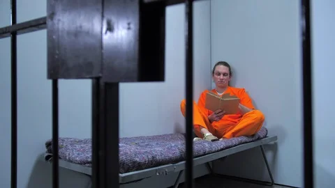 Criminal reads a book in bed Stock Footage 127704156