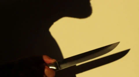 Criminal Ready To Stab Stock Footage 32184660