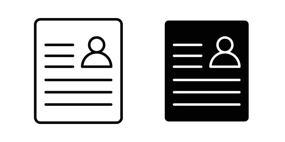 Criminal record icon linear versions pack on white background Stock Illustration