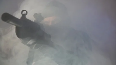 Criminal terrorist the thief the robber with weapons Stock Footage 93758218