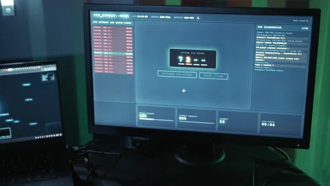 Criminal Using Payment Terminal in Dark Workspace Vídeo Stock 341661625