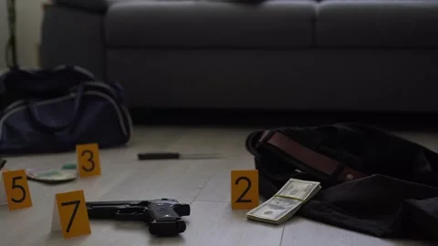 Criminalistic Laboratory, Bullet shell analysis, conceptual image Video stock 242334387