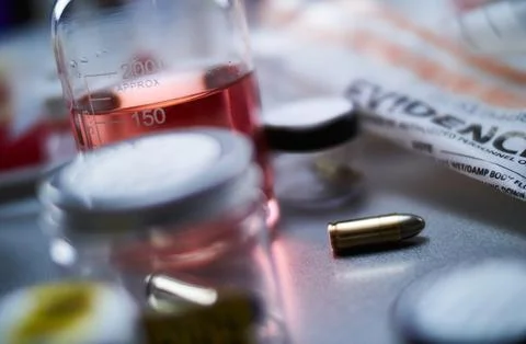 Criminalistic Laboratory, Bullet shell analysis, conceptual image 库存照片