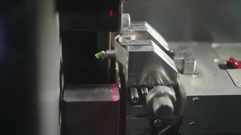 Crimp inspection with high precision cable cutting machine in industrial manu Stock Footage 319503750