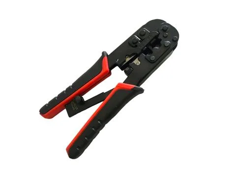Crimping plier cable cutting tool on white background Stock Photos
