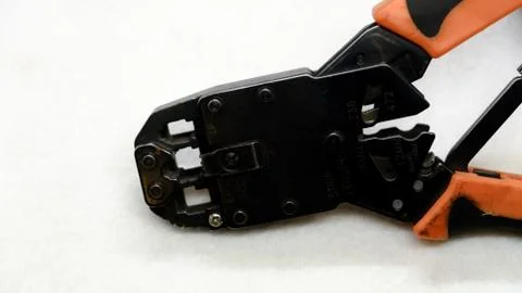 Crimping tool for network cable Stock Photos