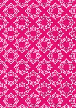 Crimson  background with white floral pattern Stock Illustration