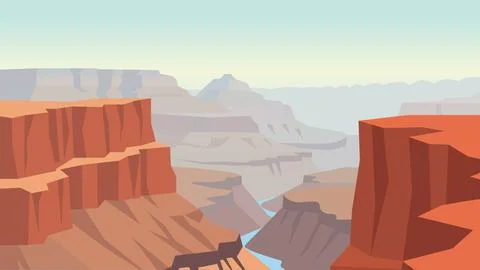 Crimson Cliffs Watching Empty Desert Roads Flat Illustration Иллюстрация