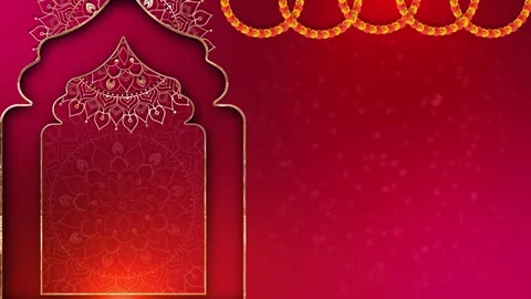 Crimson Gold Mandala Arch Background for Indian Festive Events Stock Footage 342633482