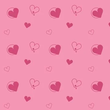 Crimson hearts seamless pattern isolated on pink background. Love concept Stock Illustration