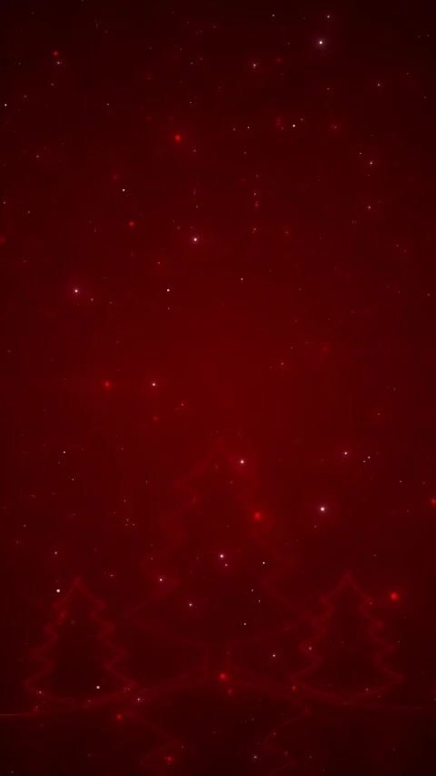 Crimson holiday pine forest red tree outlines, snowy particles, and warm festive Stock Footage 340411166