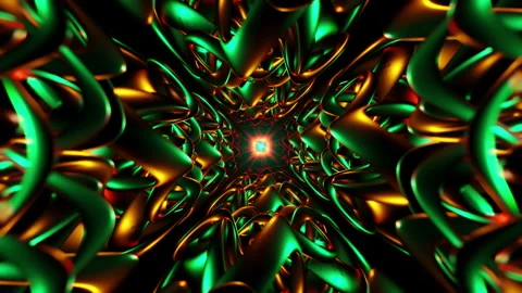 Crimson metallic vortex VJ loop with twisting tubes, glowing core and depth Stock Footage 330069001