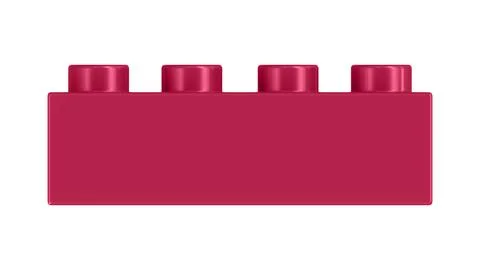 Crimson Plastic Building Block Isolated on White Background Stock Illustration