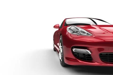 Crimson Red Car Front View Cut Illustrazione stock