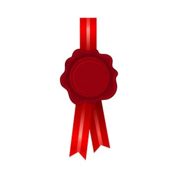 Crimson Red Empty Rosette On Ribbon Vector Illustration Illustrazione stock