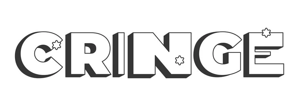 Cringe bold black and white 3D text Stock Illustration