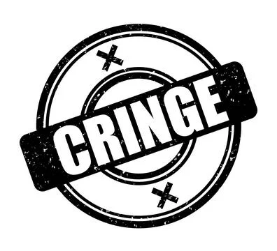 Cringe - rubber stamp and label. Embarrassing, strange, silly and awkward. Stock Illustration