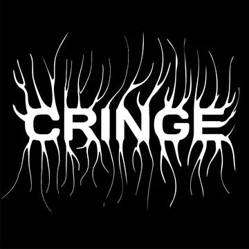 Cringe - slogan tee print design with distorted typography and a modern gothic Illustrazione stock