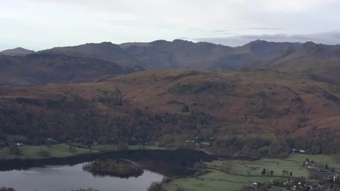 Crinkle Crags and Bowfell at the end of Great Langdale, Lake District, UK Stock Footage 321541151