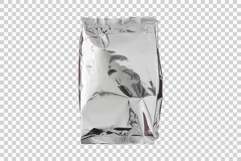 Crinkled silver foil packaging on white background Stock Illustration