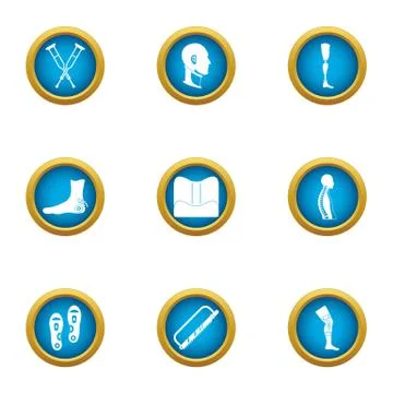 Cripple icons set, flat style Stock Illustration