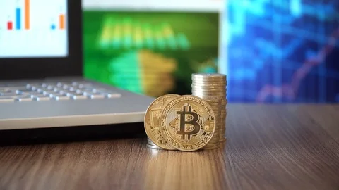 Cripto Currency Bitcoin Coins Stock Footage 86782248