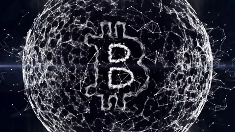 Cripto currency bitcoin in Global internet worldwide. Abstract Blockchain Matrix Stock Footage 85141238