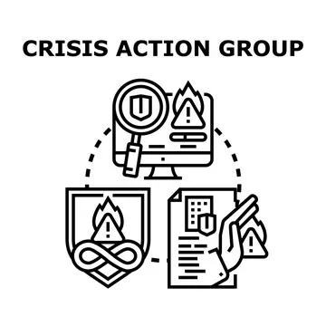 Crisis action group managing risk and warning system Stockillustratie