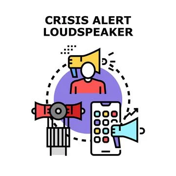 Crisis alert loudspeaker system for public notification Stock Illustration
