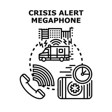 Crisis alert message showing emergency communication and medical response Stock Illustration