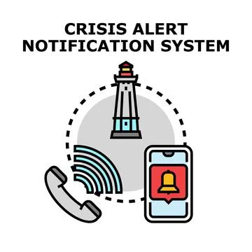 Crisis alert notification system providing important information Stock Illustration