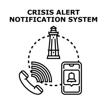 Crisis alert notification system providing important information Stock Illustration