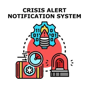 Crisis alert notification system vector concept illustrating emergency Stock Illustration