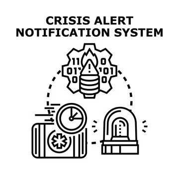 Crisis alert notification system vector concept illustrating emergency Stock Illustration