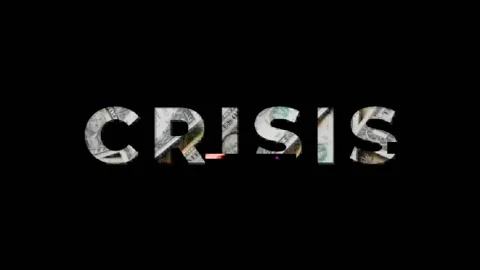 Crisis animated text with dollars at backfround Stock Footage 170600137