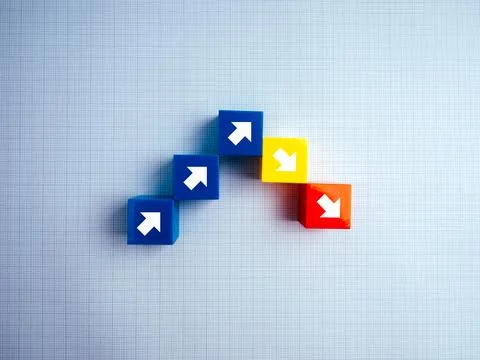 Crisis chart and down graph. Economic downturn with Increase and decrease a.. 스톡 사진