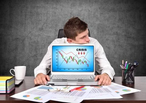 Crisis chart on screen Stock Photos