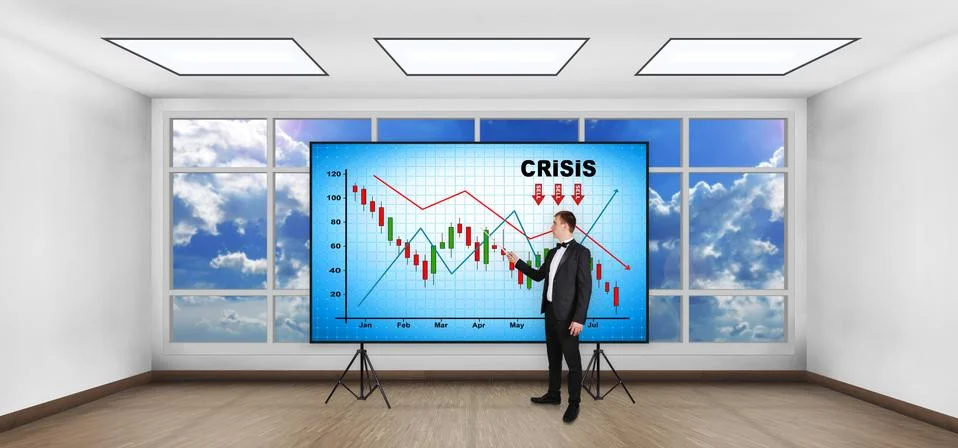 Crisis chart on screen Foto stock