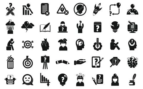 Crisis creativity icons set simple vector. Adaption mental Stock Illustration