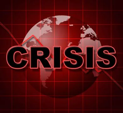 Crisis graph indicating difficult situation and issue Illustrazione stock