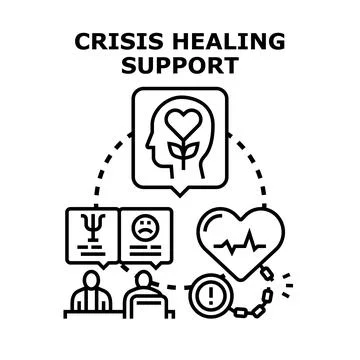 Crisis healing support vector illustration concept Stock Illustration